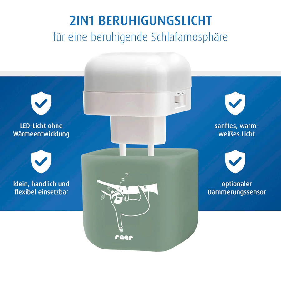 Reer LED-Nachtlicht 2in1 SleepLight mit Dämmerungssensor, Akku und Grün/Weiß - Bild 2