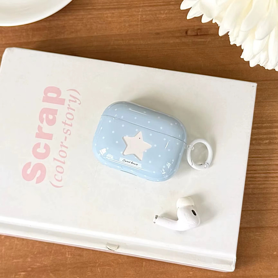 Schlichte Kopfhörerhülle mit blau-weißem Wellen- und Sternmuster für Apple AirPods 1 2 3 4 Pro Pro2 Pro3 - Bild 2