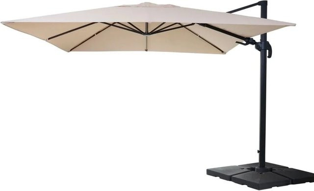 Gastronomie-Ampelschirm MCW A96 in Beige mit Ständer, schwenkbar und drehbar, aus Polyester und Alu - Bild 2
