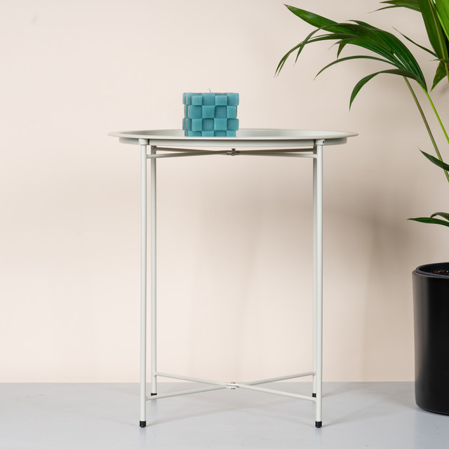 Beistelltisch aus Metall von BLUME2000 in Beige mit runder Form - Bild 1