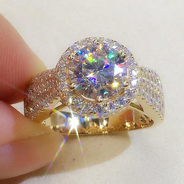 yuyongzhi Ring Messing, Gold, Zirkonia, Damen - Bild 1