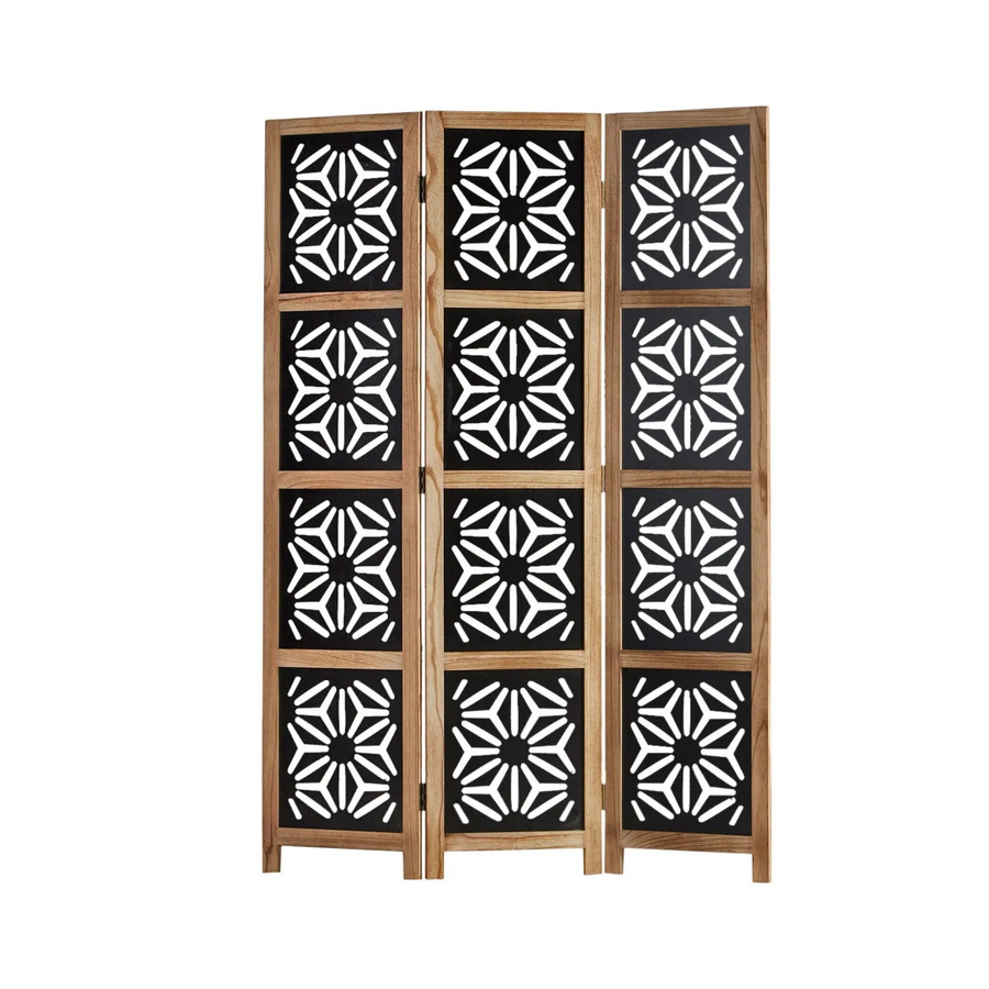 Homestyle4u 3-tlg. Paravent mit orientalischer Ornamentik in Braun, B/H: 120 x 170 cm - Bild 2