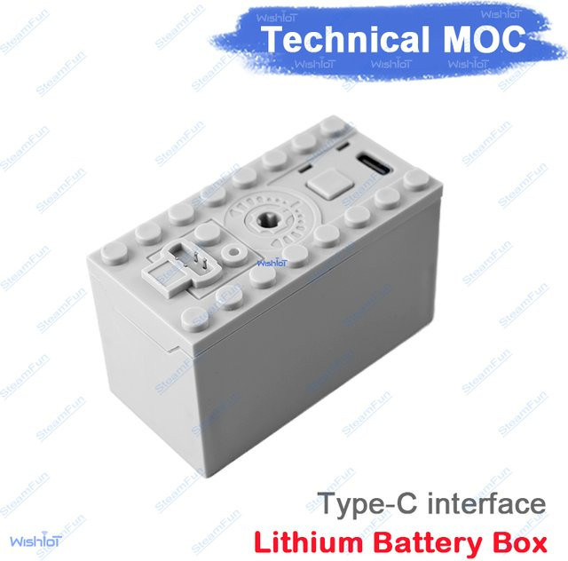 wishiot MOC Wiederaufladbare Lithium-Typ-C-Batteriebox Bausteine, Elektrowerkzeug Auto Zug Motor Geschwindigkeitsregler 8878 - Bild 1