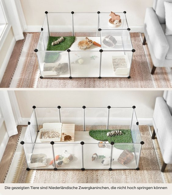 SONGMICS Freigehege mit Bodenplatten aus Kunststoff für Meerschweinchen, Hamster und Igel, weiß - Bild 1