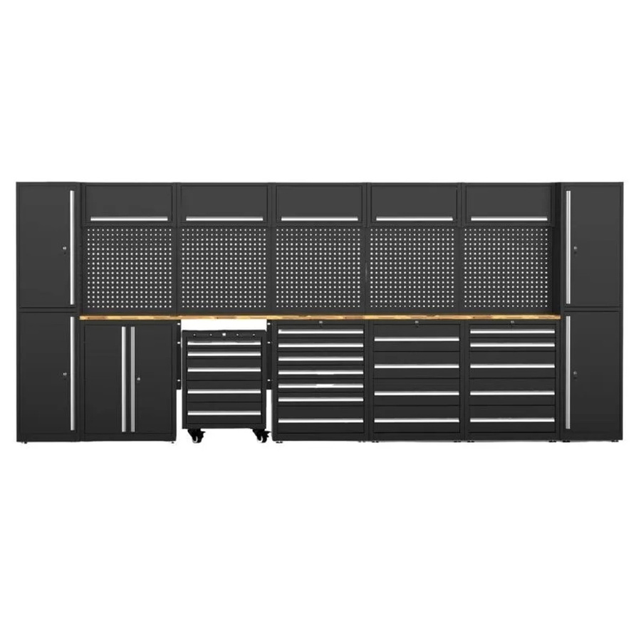 Galaflor Werkzeugschrank mit Arbeitsplatte und Werkzeugwand in Schwarz, B/H/T: 475 x 202,5 x 55 cm - Bild 2