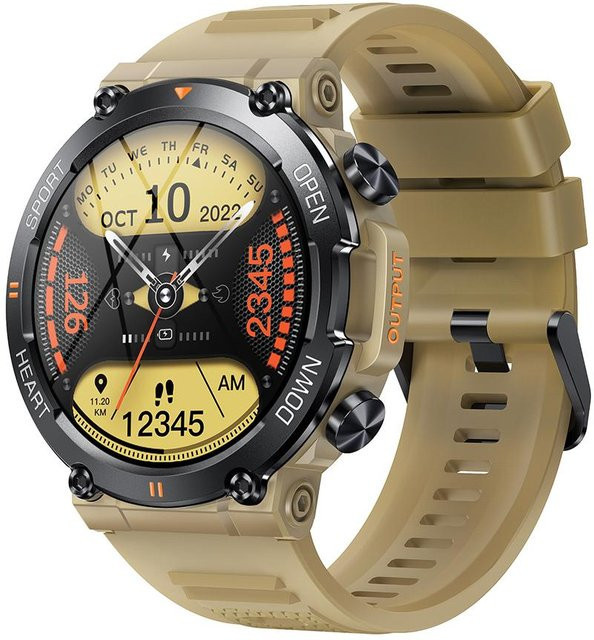 MEVADEN Herren Smartwatch mit 1,39 Zoll Display, Bluetooth-Anruffunktion, Sport-Fitness-Tracker und Herzfrequenzmesser, kompatibel mit Android und iOS, Farbe: Beige - Bild 1
