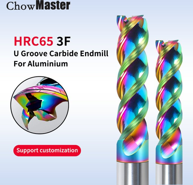 CHOWMASTER Bunter Aluminium-Fräser mit 3 Kanten und 65 Grad Winkel aus Hartmetall für U-Nuten, Durchmesser: 50 bis 200 mm - Bild 1