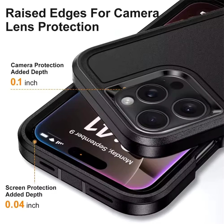 OLPAY 3-in-1 Stoßfeste Panzerhülle mit Ständer für iPhone 12 bis iPhone 17 Pro Max Plus in Schwarz und Pink - Bild 2