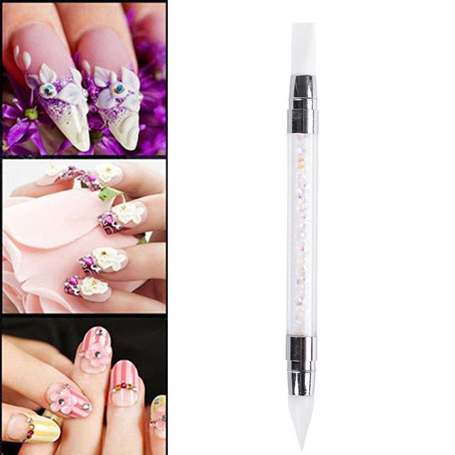 Nail Art Stift mit Strass-Griff, Weiß - Bild 1