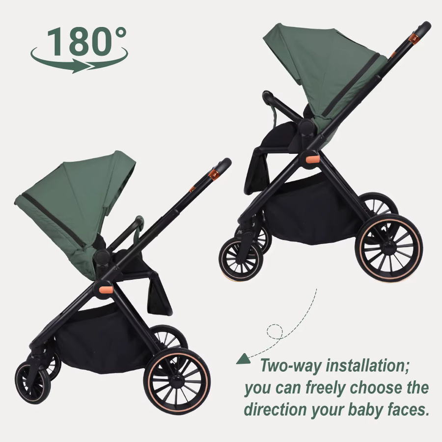Babyvoyage 4-in-1 Kombikinderwagen in Grün mit klappbarem Gestell und Babysitz - Bild 2