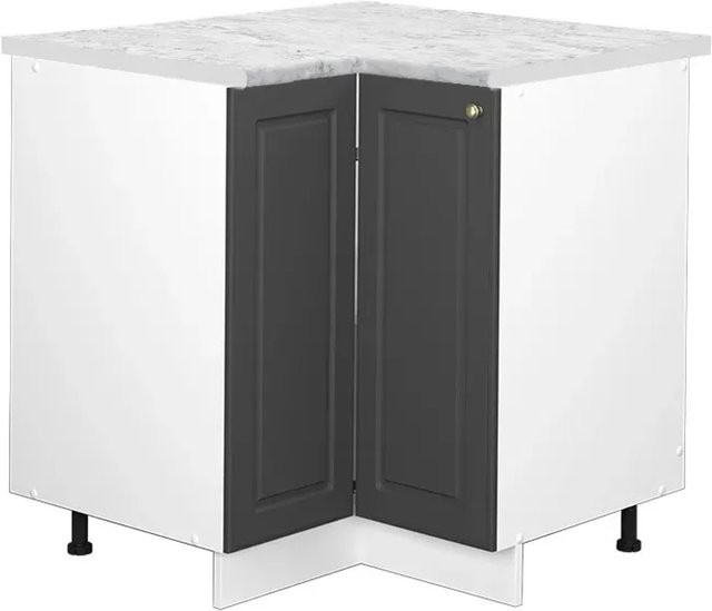 Vicco Eckunterschrank Fame-Line Anthrazit-Gold/Weiß mit Marmor-Optik, B/T/H: 80,5 x 60,0 x 82,0 cm - Bild 1