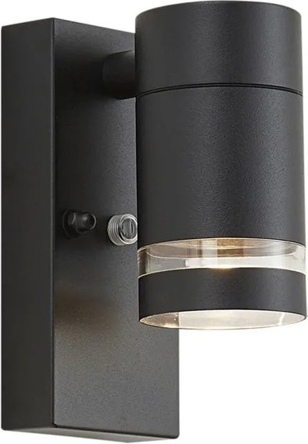 QAZQA Moderne Außenwandleuchte Ensam in Schwarz aus Aluminium mit Dämmerungssensor und IP44 Schutz - Bild 1