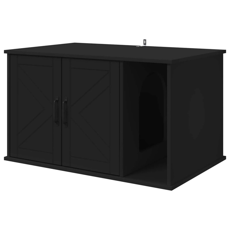 vidaXL Katzenhaus aus Holzwerkstoff in Schwarz, modern gestaltet, B/T/H: 85 x 55 x 50 cm - Bild 2