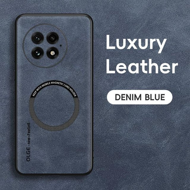Luxuriöse magnetische Leder-Handyhülle für OnePlus 13 in Blau mit MagSafe Unterstützung - Bild 1