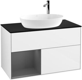 V&B Waschtischunterschrank Finion 100 mit Wandbeleuchtung, Weiß lackiert, B/T/H: 100 x 50,1 x 50,1 cm - Bild 1