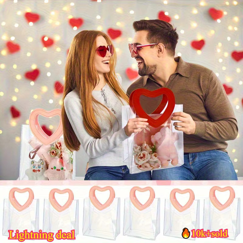 Transparente PVC-Herz-Geschenktüten für Hochzeit, Geburtstag und Feiern in 2 oder 4 Stück - Bild 2