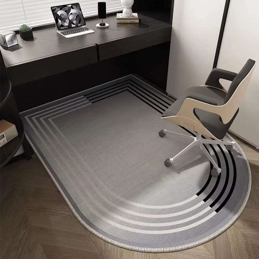 Minimalistischer gewölbter Teppich von VIKAMA in Grau für Home-Office und Büro, B/T: 120 x 60 cm - Bild 1