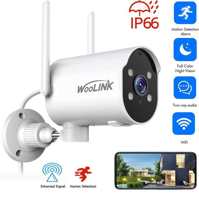 Woolink WLAN IP-Kamera PTZ für den Außenbereich, 2K kabellose Sicherheitskamera mit 1620P Vollständiger Nachtsicht und Audio-Video-Funktion, Weiß - Bild 1