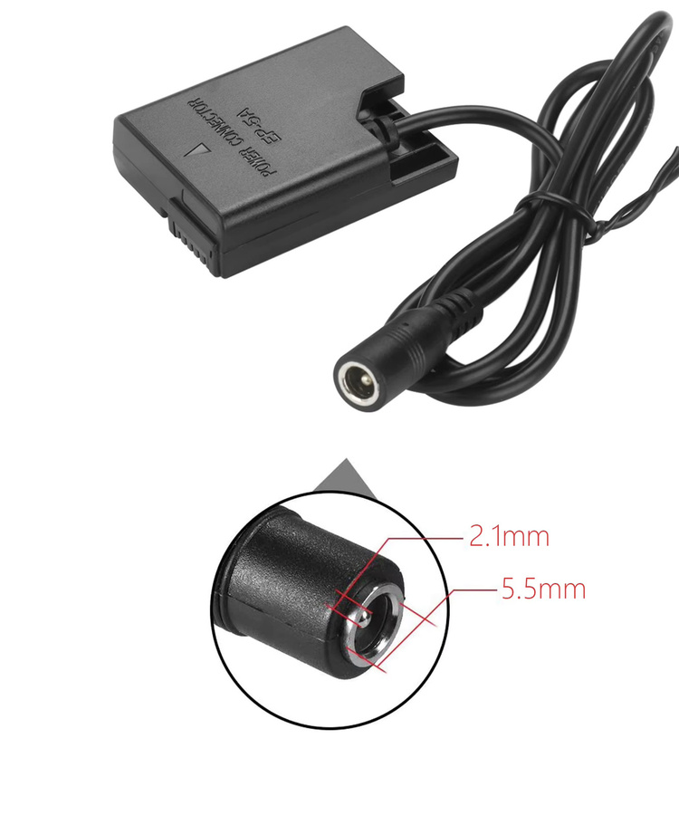 Nikon Dummy-Batterie-Set EN-EL14 Ersatz mit EP-5A Netzteilanschluss und EH-5 AC-Adapter in Schwarz - Bild 3