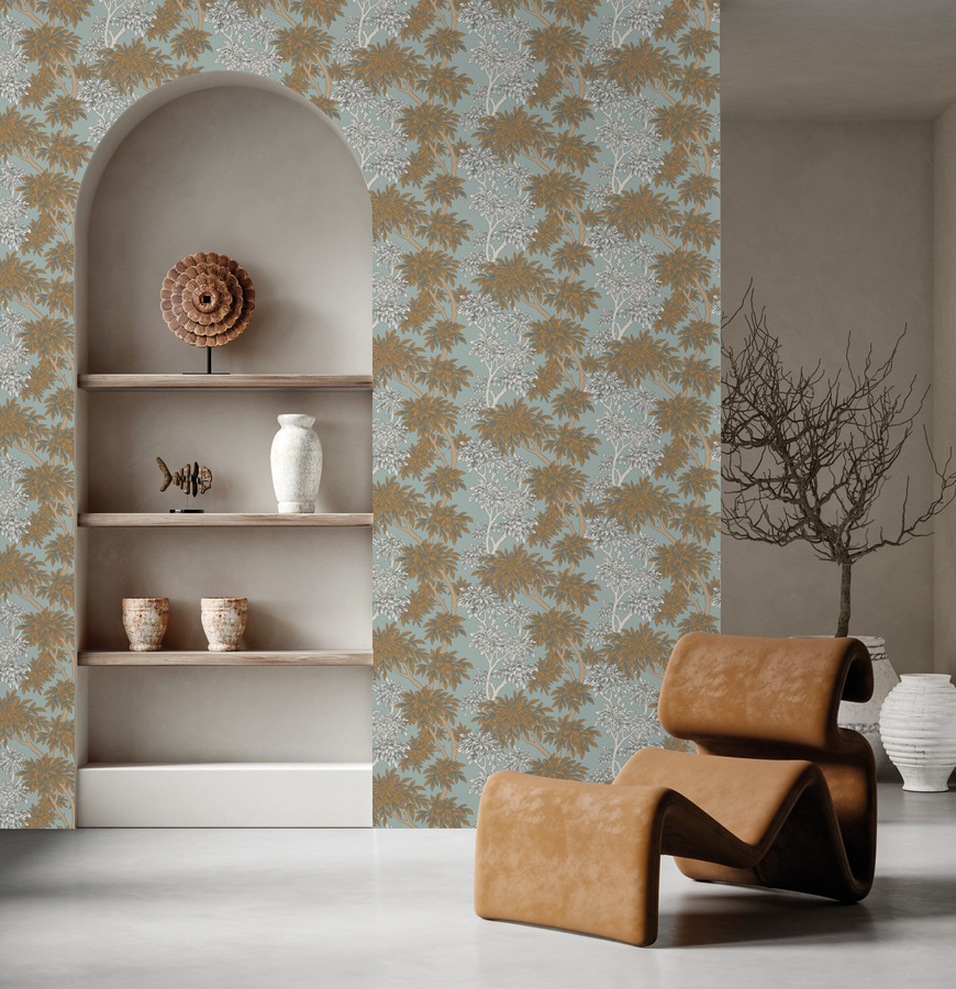 Tenue de Ville Tapete Panache Sky in Blau mit floralem Design aus Vlies - Bild 1