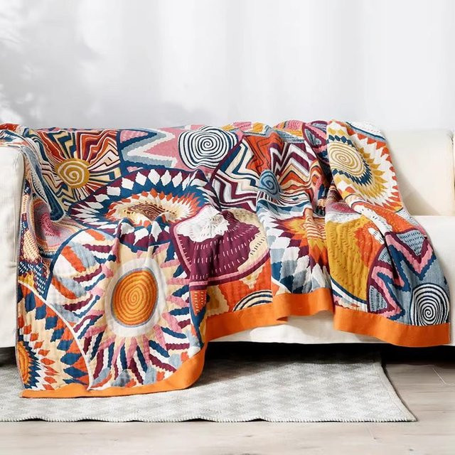 TrendVibeCN Sommerdecke aus Baumwolle in Mehrfarbig, minimalistisches Design, B/B: 200 x 230 cm - Bild 1