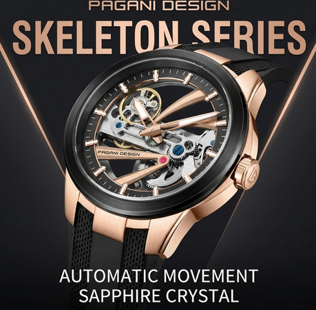 PAGANI DESIGN Armbanduhr Automatik, Edelstahl, Kautschuk, Saphirglas, Herren