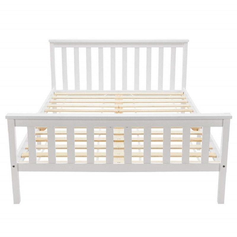 Aosom Doppelbett mit Stauraum und Lattenrost in Weiß, minimalistisches Design, B/T: 140 x 200 cm - Bild 2