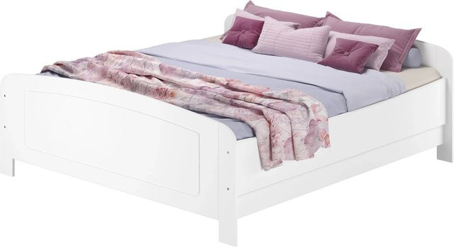 Erst-Holz Doppelbett Modell 44 aus Kiefer in Weiß mit verstellbarer Einlegetiefe und Rollrost B/T/H: 180 x 200 x 192 cm - Bild 1