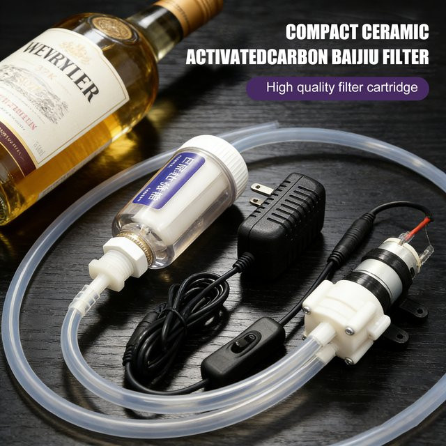 Elektrische Schnapsfilterpumpe mit Keramik-Aktivkohlefilter für die Weinreinigung und das Heimbrauen - Bild 1