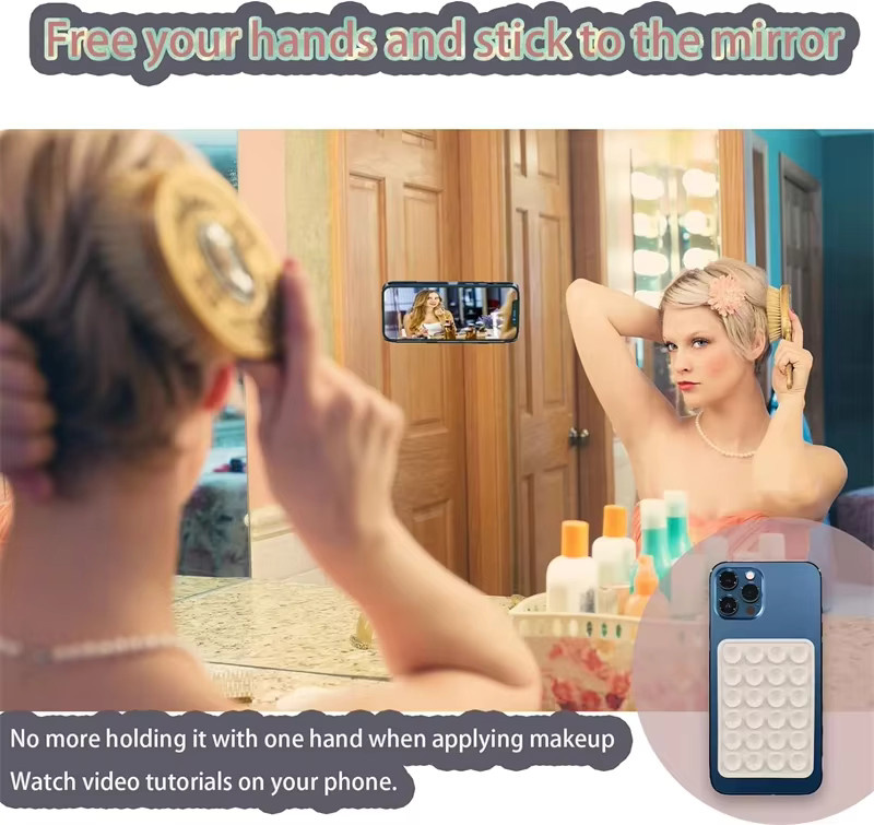 2er-Set Silikon Saugnapf Handyhalterung mit starkem Klebeständer in Pink für iPhone und Samsung Modelle - Bild 3
