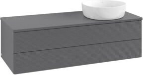 V&B Antao Waschtischunterschrank mit Frontstruktur und LED-Beleuchtung, Anthrazit lackiert, B/T/H: 120 x 36 x 50 cm - Bild 1
