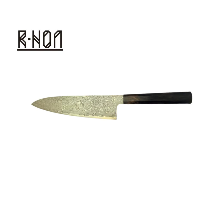 RHON Gyuto-Messer aus Damaststahl mit 67 Lagen und VG10-Kern, Japanisches Allzweck-Kochmesser mit schwarzem Ebenholzgriff, Länge: 24 cm - Bild 2
