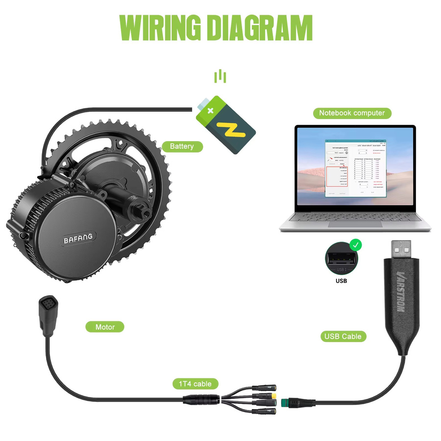 BAFANG USB-C Programmierkabel für CAN BUS Mid Drive Motoren BBS01 BBS02 BBS03 BBSHD in Schwarz - Bild 2