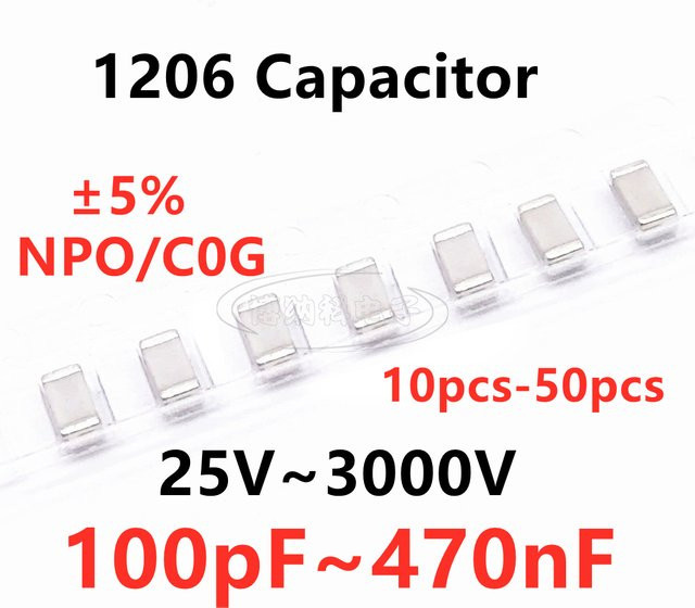Bonakin SMD Kondensator 1206 NPO C0G 5% Toleranz in verschiedenen Kapazitäten von 220pf bis 470nf - Bild 1