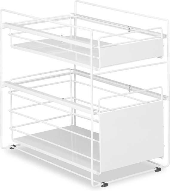 Relaxdays Schubladenregal aus Stahl mit 2 Körben in Weiß, B: 39,5 cm, T: 25 cm, H: 40,5 cm - Bild 1