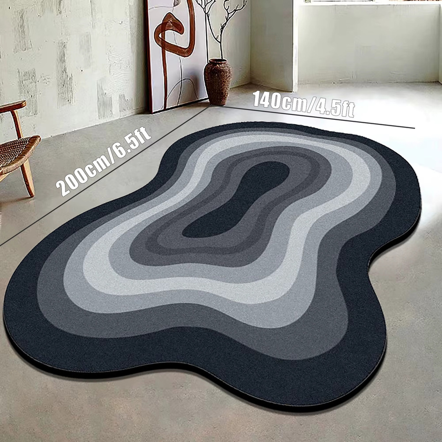 VIKAMA Unregelmäßiger Kunst-Wohnzimmerteppich in Grau, rutschfest und modern mit abstraktem Design, B/T: 200 x 140 cm - Bild 3