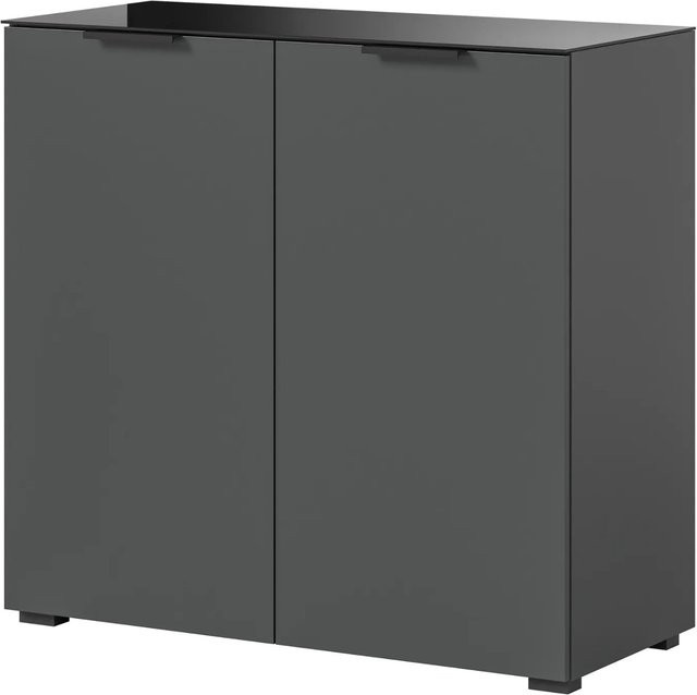 Inn.Furn Kommode Riano in Grau mit Glasauflage und Soft-Close-Schubladen, B/T/H: 90 x 40 x 86 cm - Bild 1