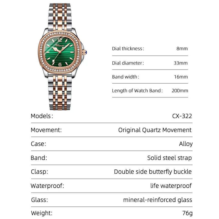 CHENXI Armbanduhr Quarz, Edelstahl, Bicolor, Damen - Bild 3