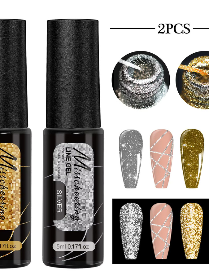 Misscheering Nagellack Set, Golden, Schimmernd, 2 Stück - Bild 6