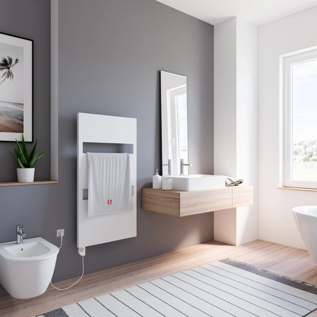 Schulte Design-Heizkörper Turin mit Heizstab 600 Watt Links in Alpinweiß B: 50,5 cm, H: 505,0 cm, T: 114,3 cm - Bild 1