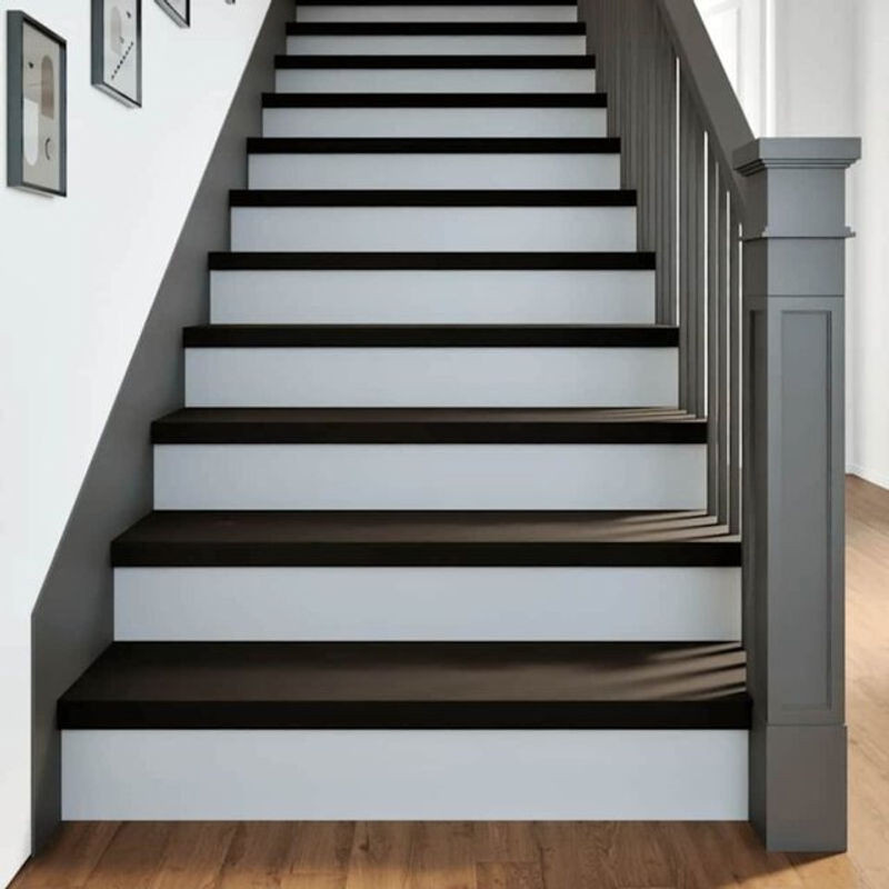 Vidaxl Treppenstufen aus Massivholz Eiche in Braun und Schwarz, 12 Stück, B/H/T: 100 x 2 x 25 cm - Bild 1