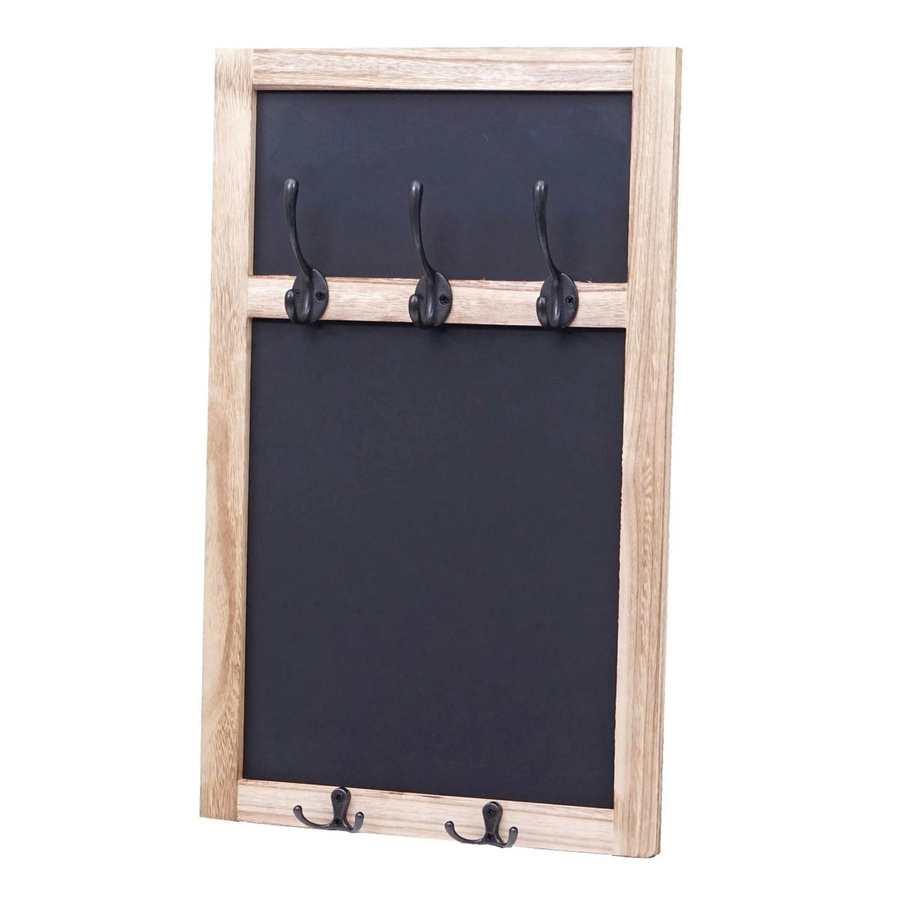 Wandgarderobe MCW C51 mit Kreidetafel und 5 Haken in Naturbraun, B/H: 55 x 34 cm - Bild 2