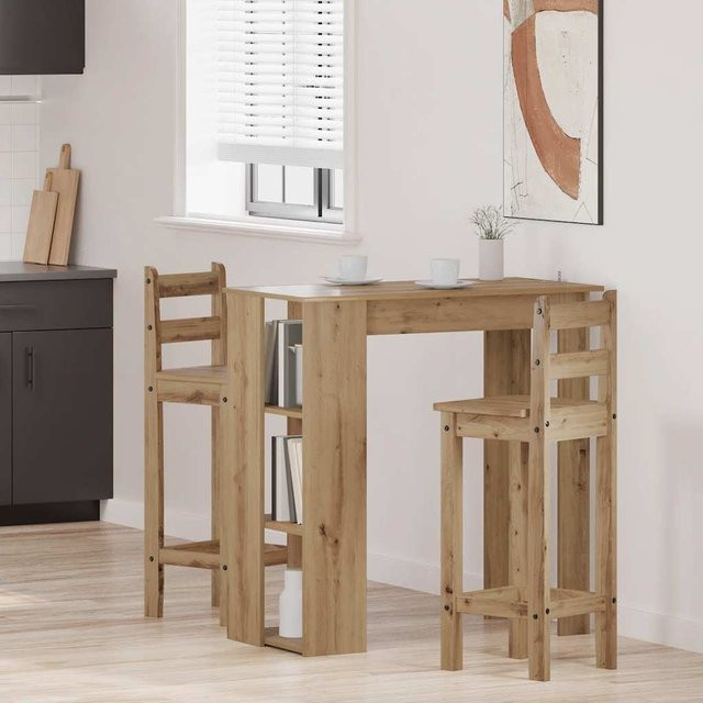 vidaXL Bartisch mit Regal in Artisan-Eiche, Braun, B/T/H: 102 x 50 x 103,5 cm - Bild 2
