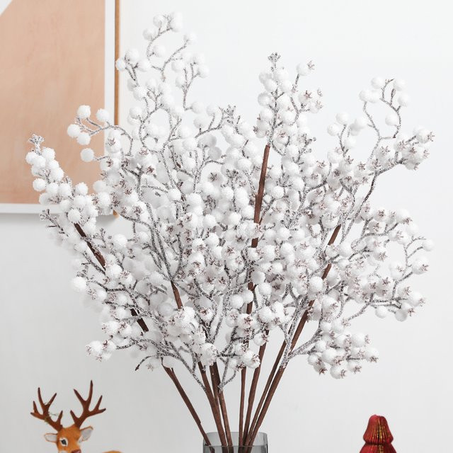 MENGHAO Weihnachtsdekoration Weiße Schneebeeren Künstlicher Blumenstrauß Höhe: 60 cm - Bild 1