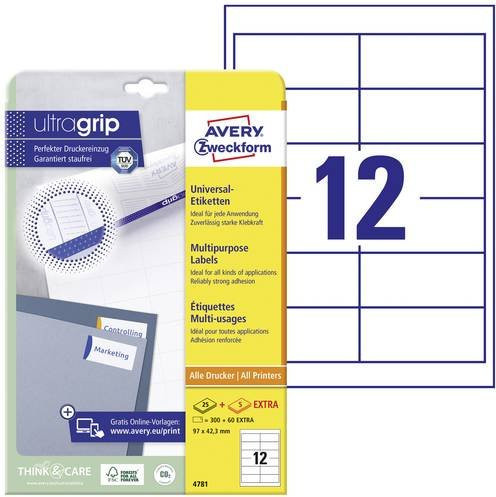Avery Zweckform Universal-Etiketten 4781, Weiß, Papier, 360 Stück - Bild 1