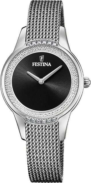 Festina Mademoiselle Armbanduhr, Quarz, Edelstahl, Schwarz, 30 mm, Damen - Bild 1