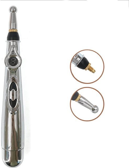 YJMP beauty health Elektrischer Akupunkturpunkt-Massage-Stift, Silber - Bild 1