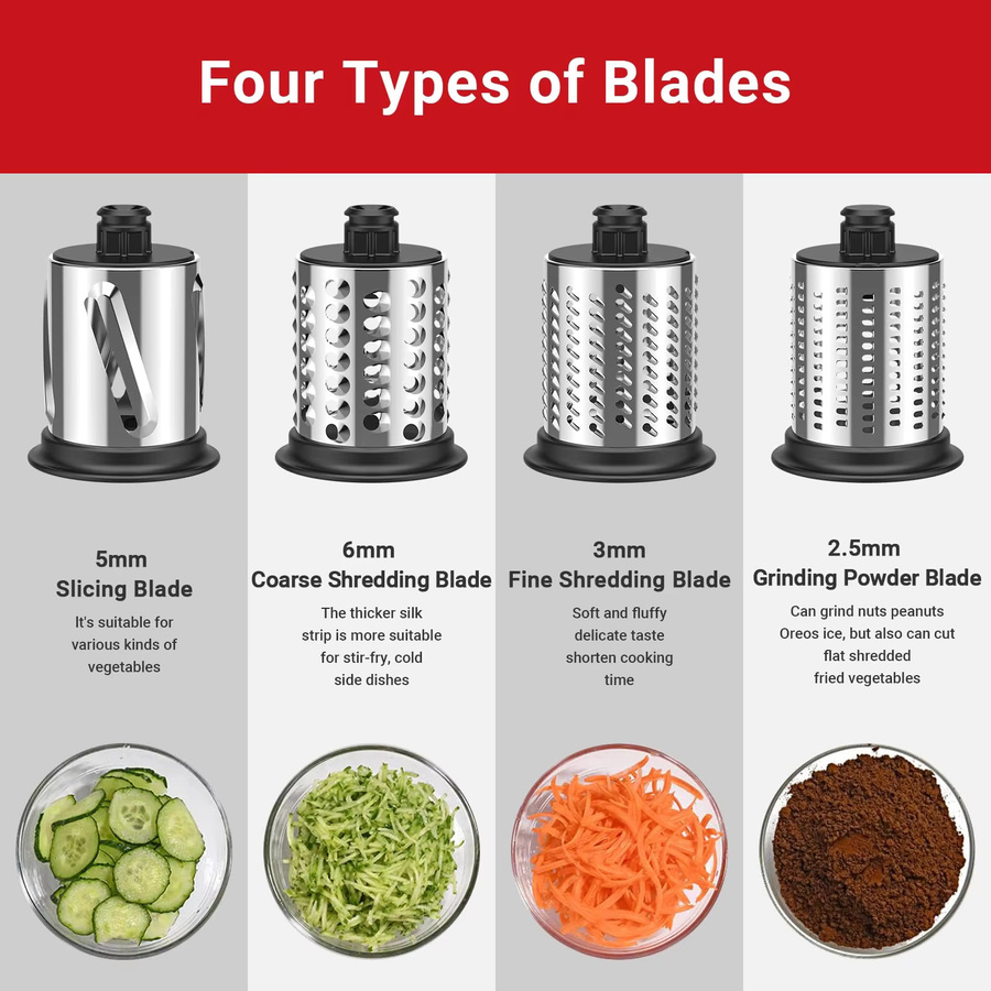 GVODE Edelstahl-Schneidemaschine in Weiß als Schredder-Aufsatz für KitchenAid Standmixer mit 4 Klingen - Bild 4