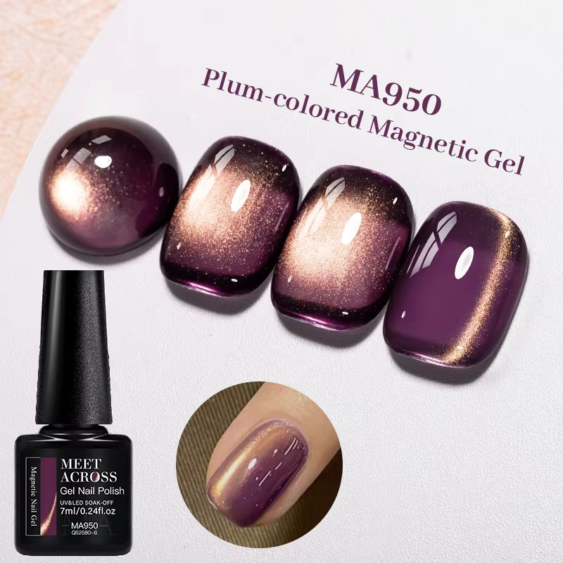 Meet Across Magnetgel-Nagellack, Pflaumenfarben, Glänzend, 7 ml - Bild 2