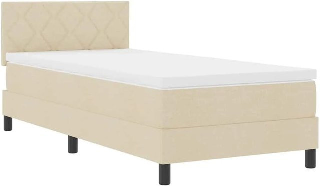vidaXL Boxspringbett mit Matratze in Beige aus Stoff, Breite: 90 cm, Tiefe: 200 cm, Höhe: 33 cm - Bild 1